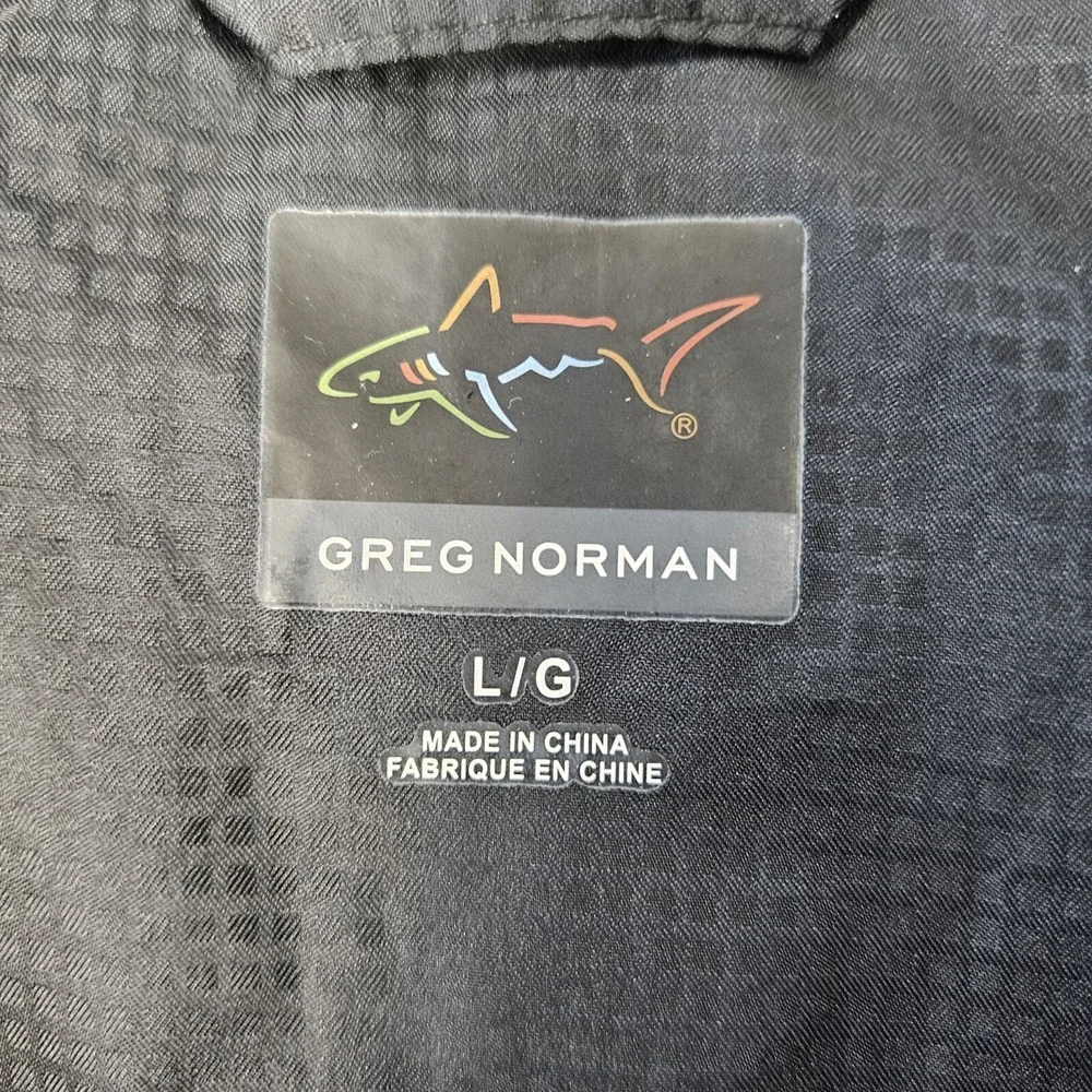 Greg Norman Windbreaker Jacket Men Large Black Long Sleeve Full Zip Pocket Golf